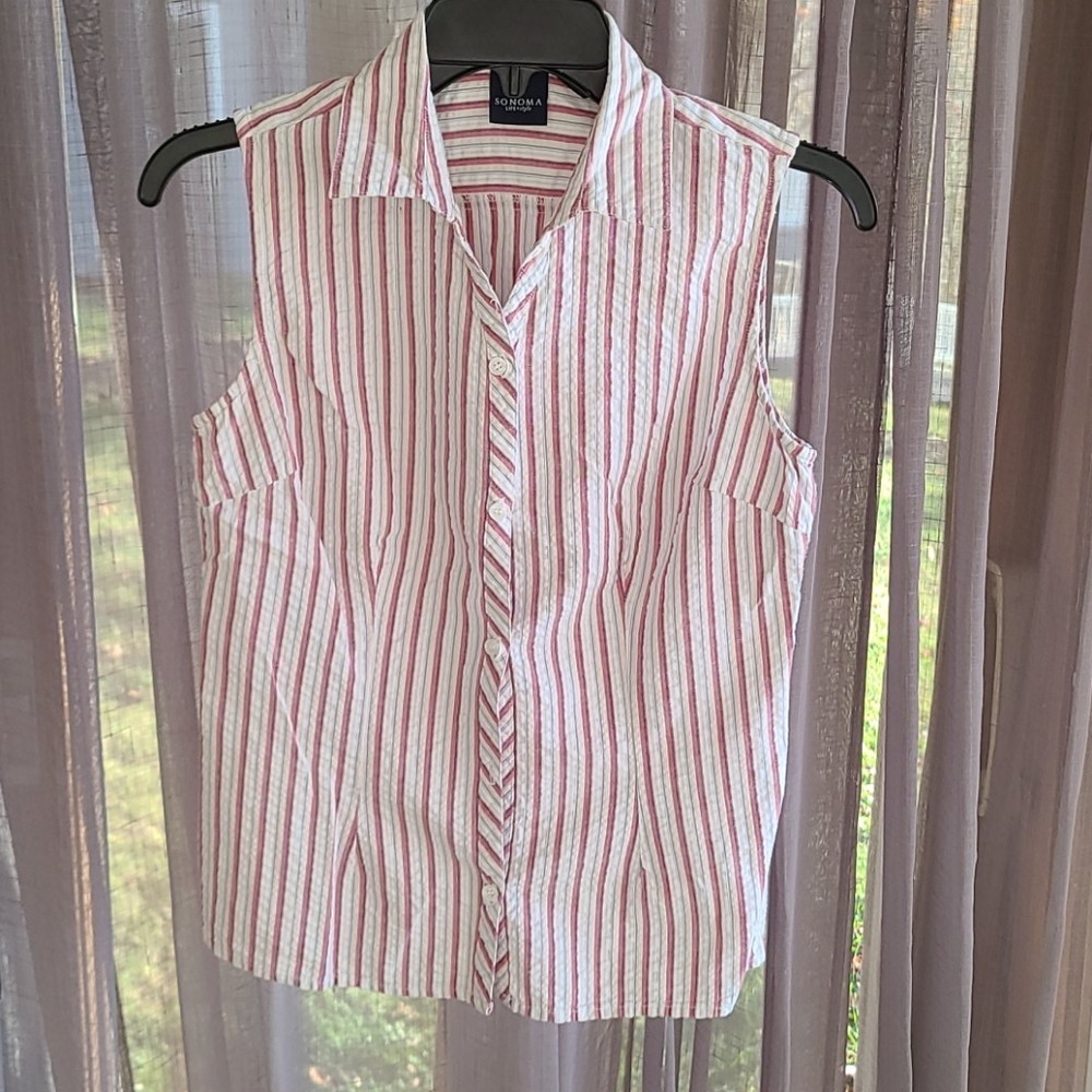 Button down sleeveless shirt